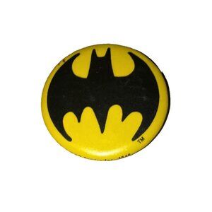 Batman Yellow Black D C Comics 1-3/4" Vintage Pinback Pin Back Button